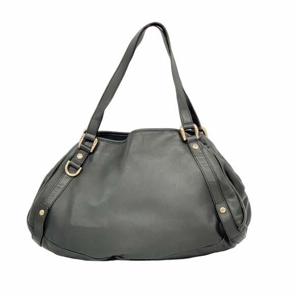 Gucci Abbey Tote Bag 180736 Leather Black Champagne Women's